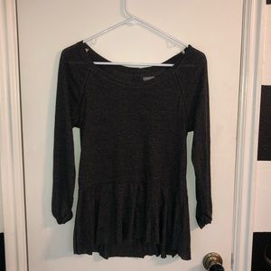 Aerie charcoal peplum top, buttoned back